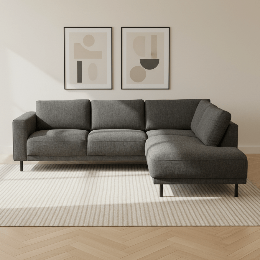 Modernes 3-Sitzer-Ecksofa mit Liege Anthrazit Stoff Aniko rechts 240x197x78 cm