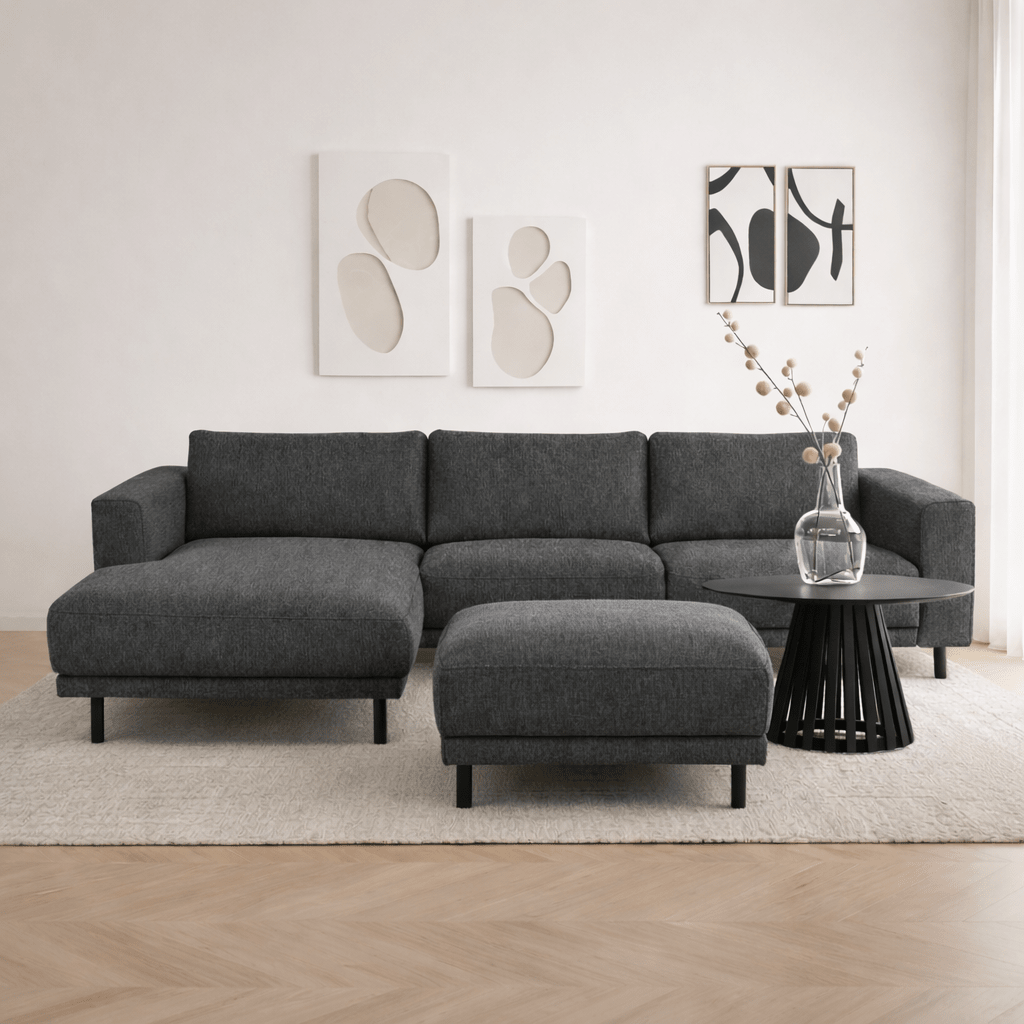 Modernes 3-Sitzer Ecksofa Rechts Anthrazit Stoff Aniko mit Liege 240x197x78 cm