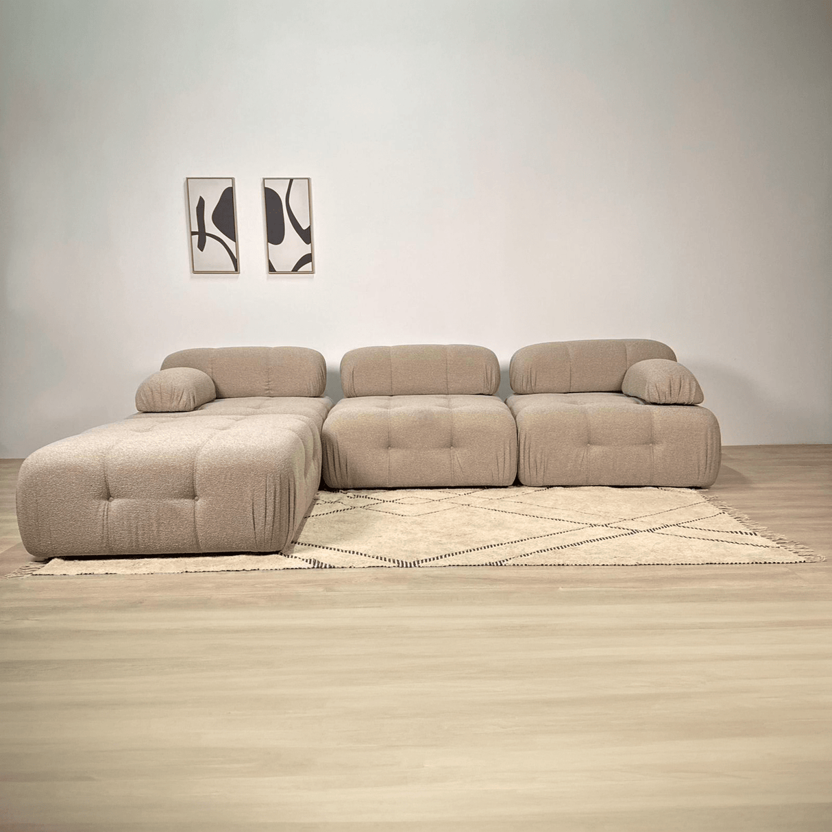 Modulare Bank 3sitzer mit Hocker Doeblo Beige