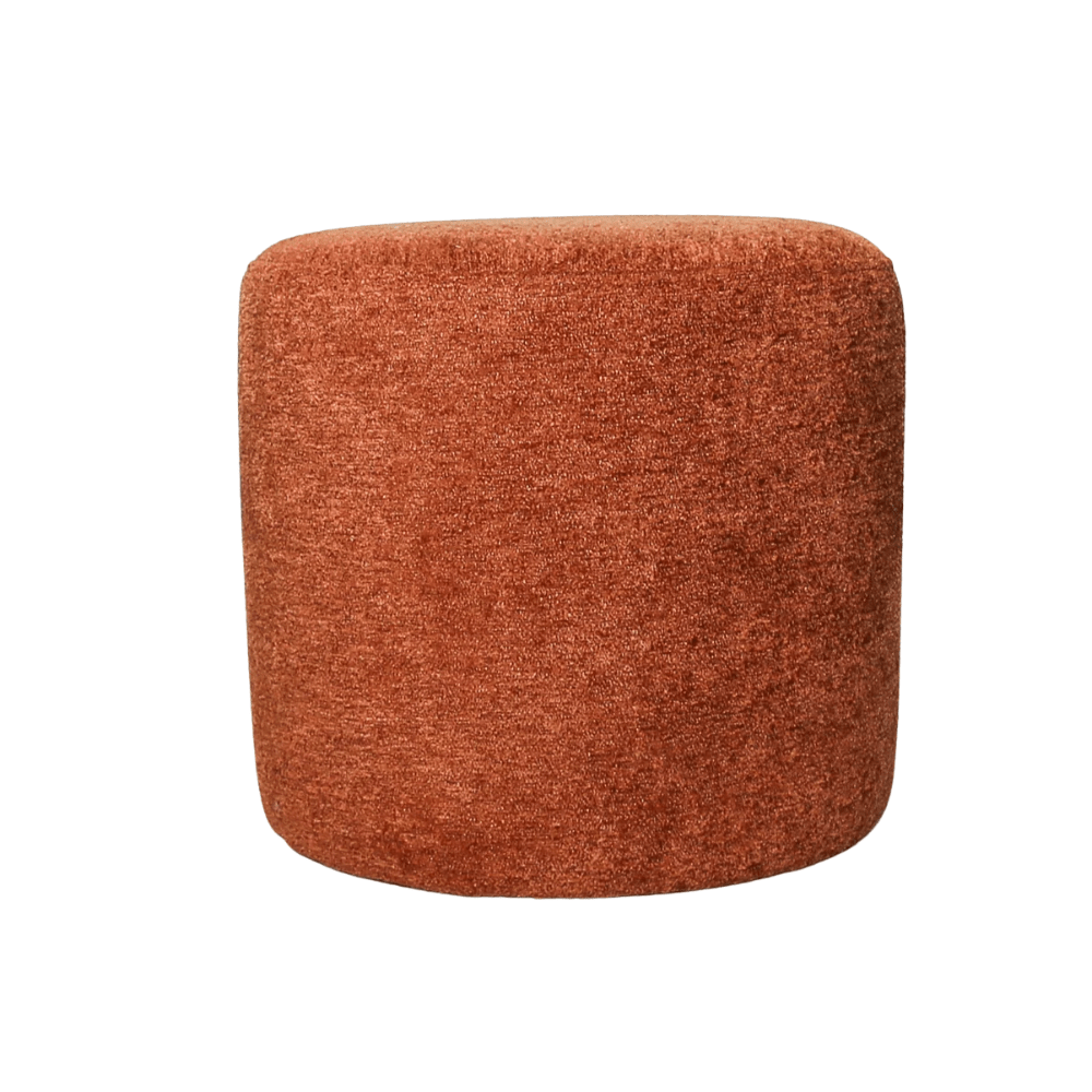Poefs-Ronde poef koper chenille bouclé - 40x40x35 cm - Veya-Dimehouse