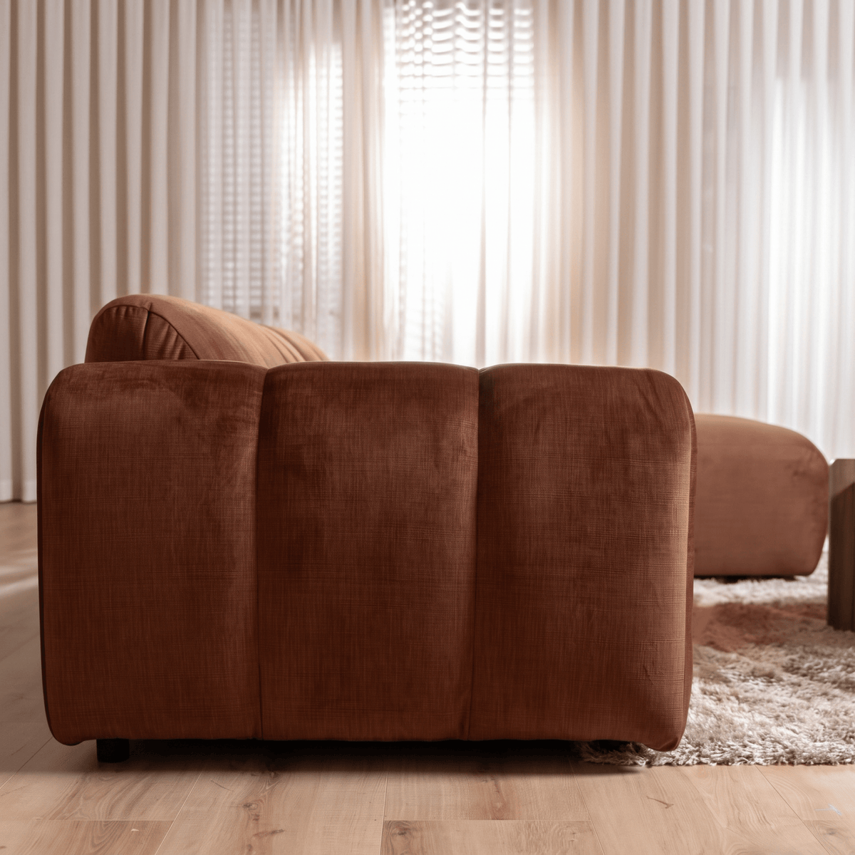 Banken-Ecksofa mit Lounge-Käufer Samt Strukturstoff - Streifen - rechts - Brix-Dimehouse