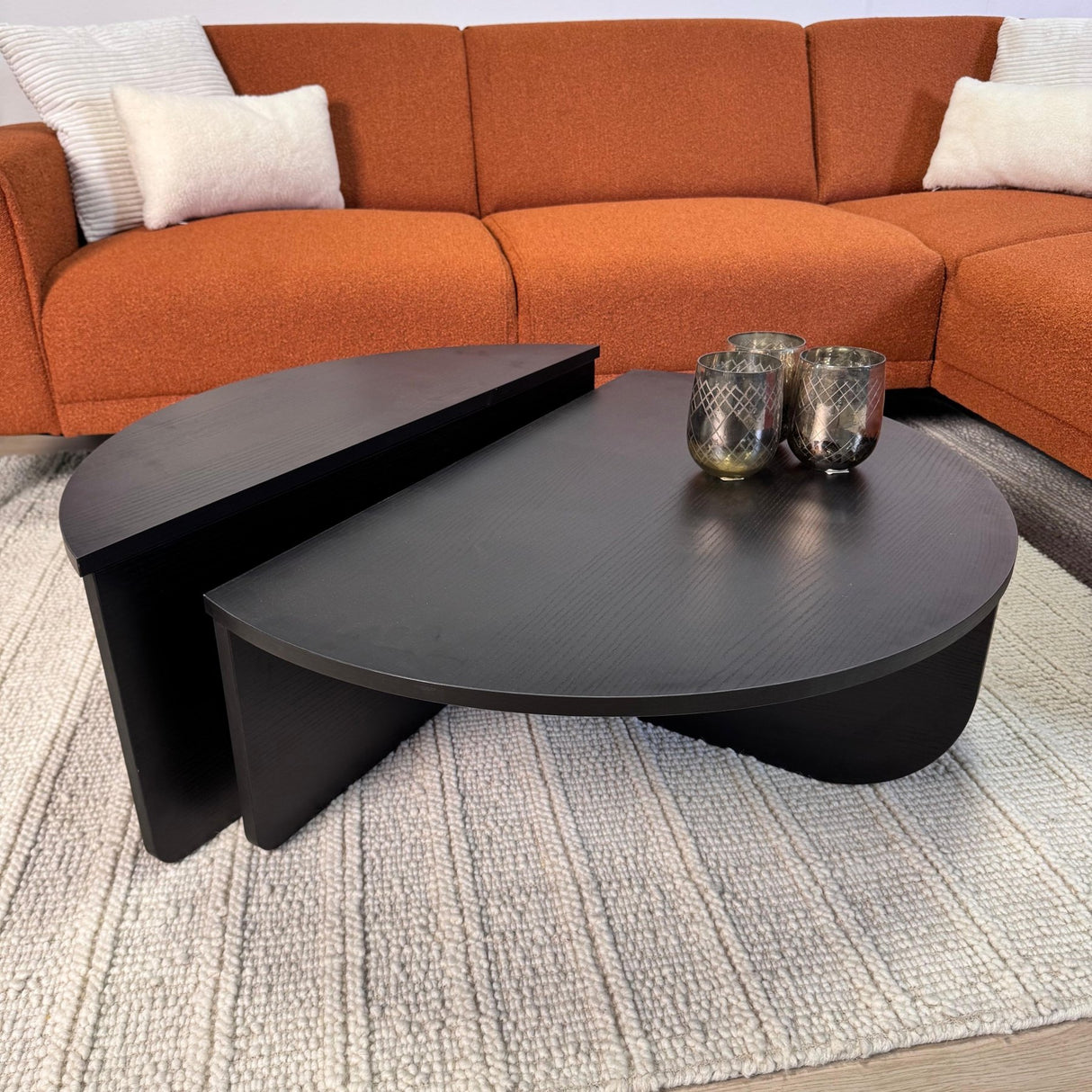 Runde Couchtisch Schwarz Gestuft Melamin 85 cm Orin