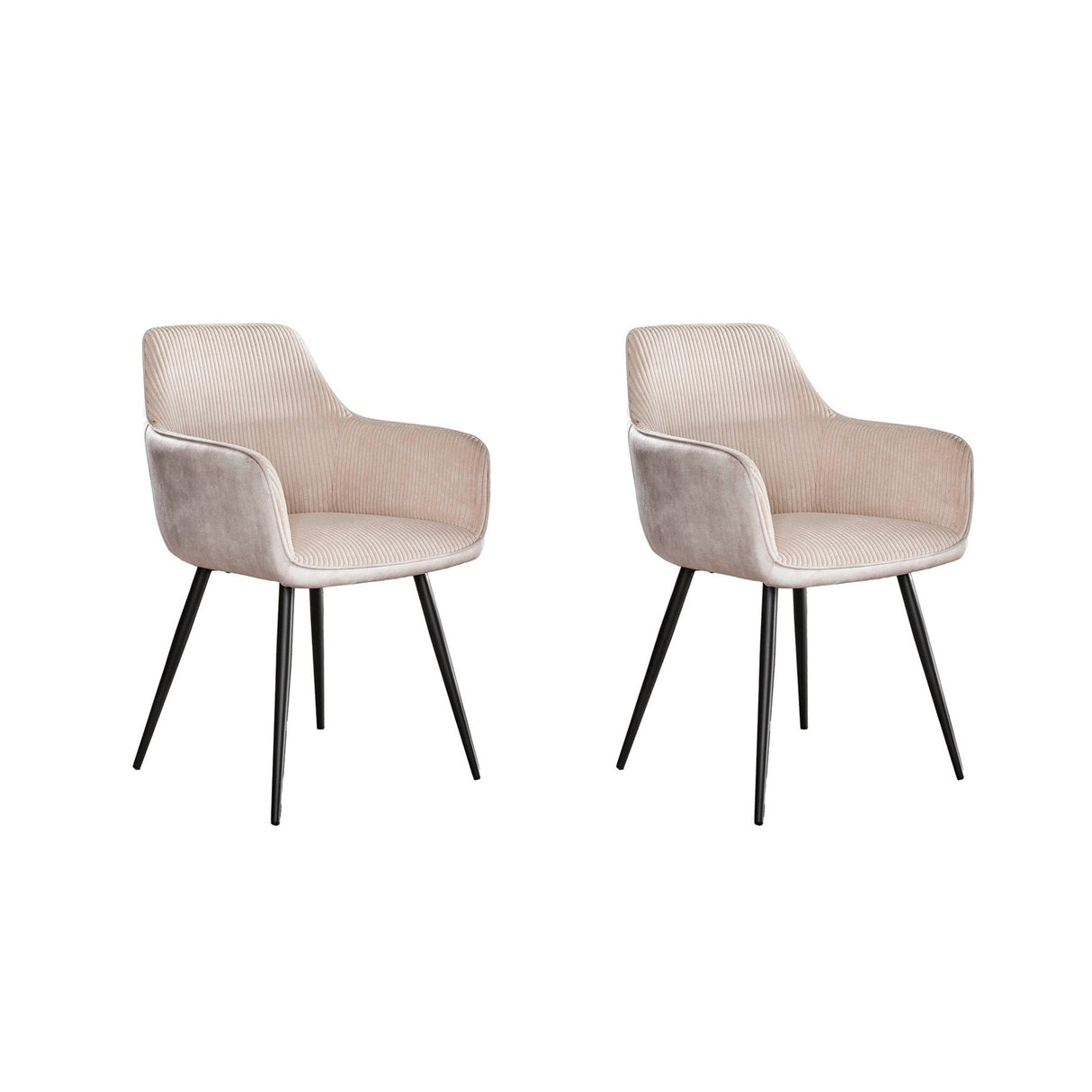 Set von 2 Esszimmerstühlen Rivo Rib Rock Elfenbein