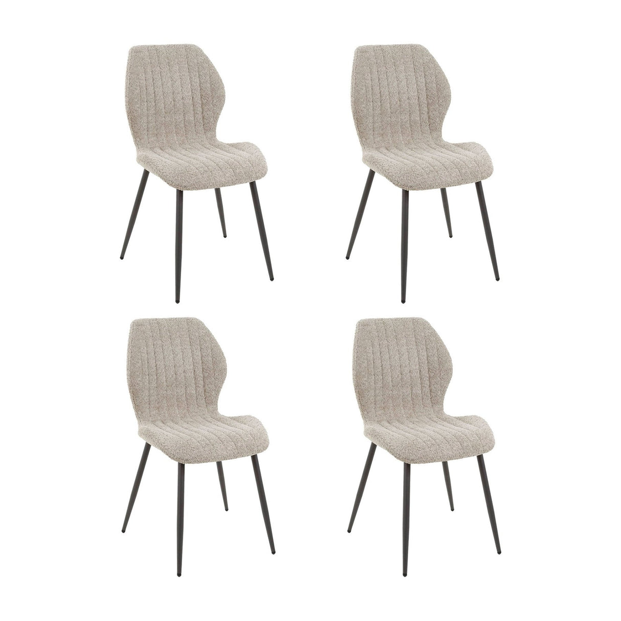 Set von 4 Esszimmerstühlen Luna Bouclé Sand