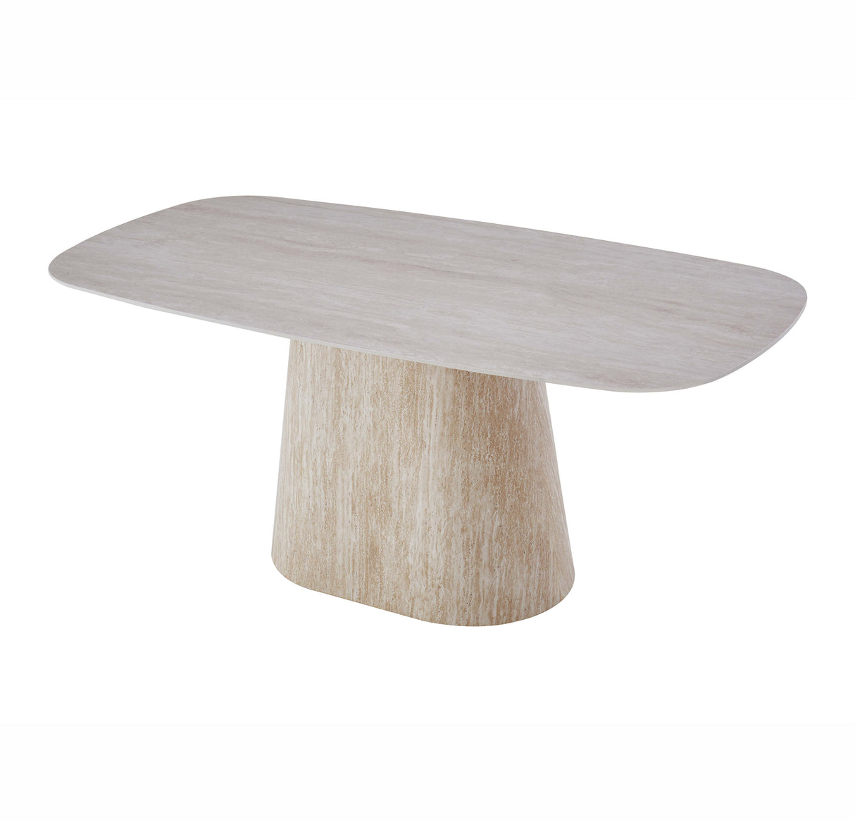 Travertin aus gesintertem Stein in Marmoroptik Esstisch Lea 180x90 cm - Dänisches Oval