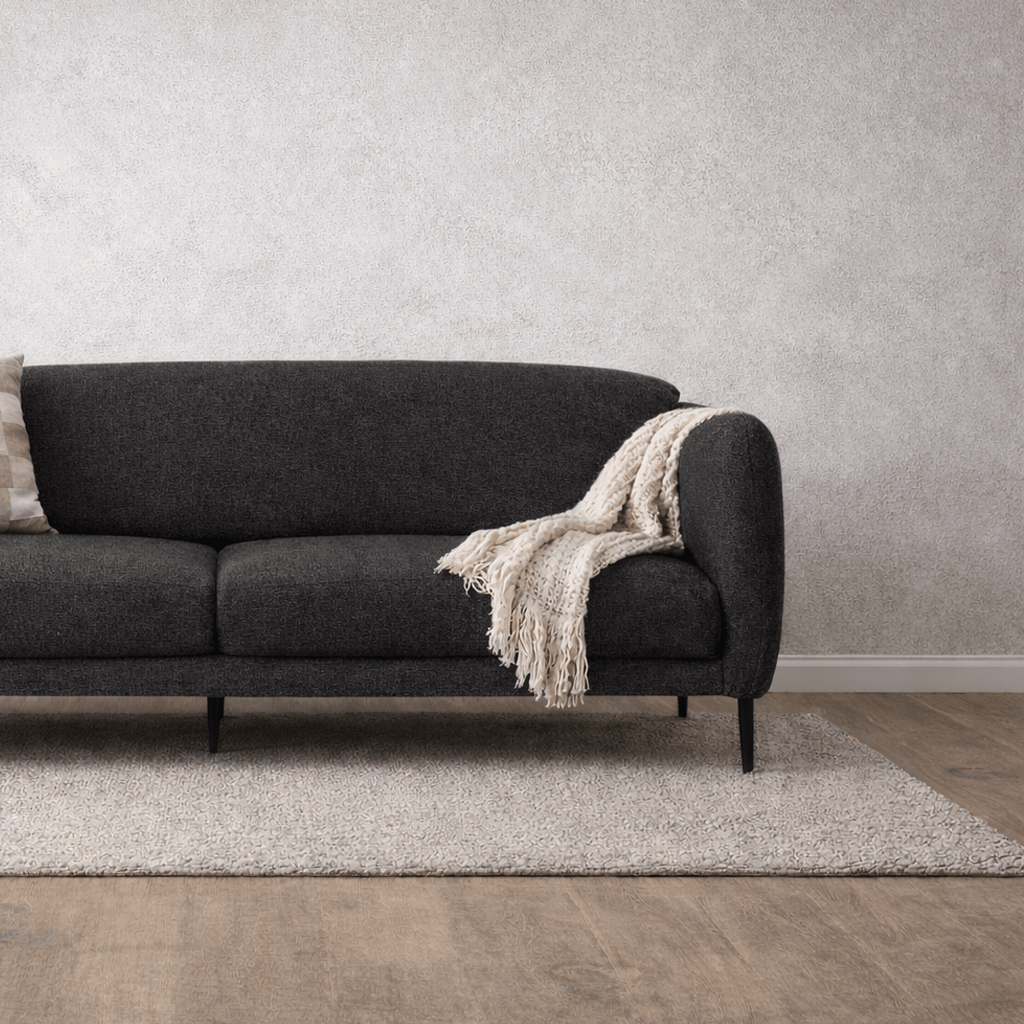 Schlafsofa anthrazitfarbener Leinenstoff 3-Sitzer – Venus