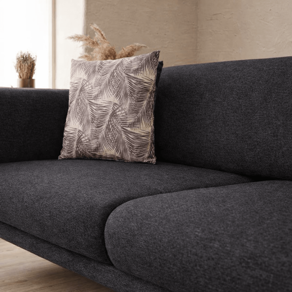 Schlafsofa anthrazitfarbener Leinenstoff 3-Sitzer – Venus