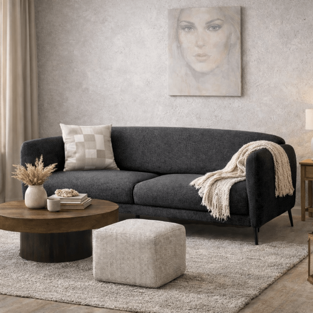 Schlafsofa anthrazitfarbener Leinenstoff 3-Sitzer – Venus