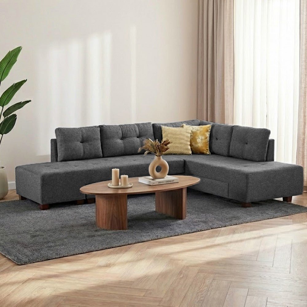 Schlafsofa anthrazitfarbener Stoff – XL 280 × 206 cm – mit Rollen – Rechts – Manama