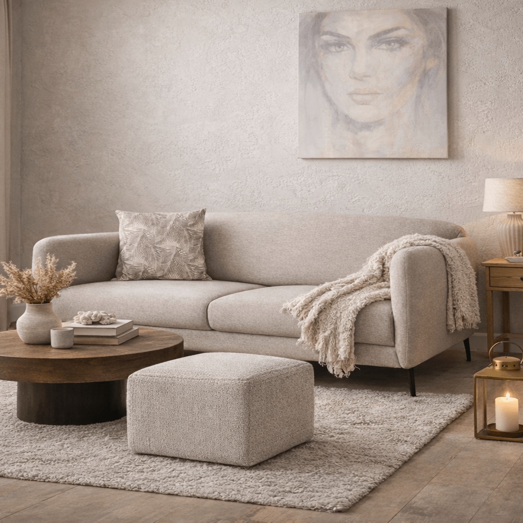 Schlafsofa beiger Leinenstoff 3-Sitzer – Venus