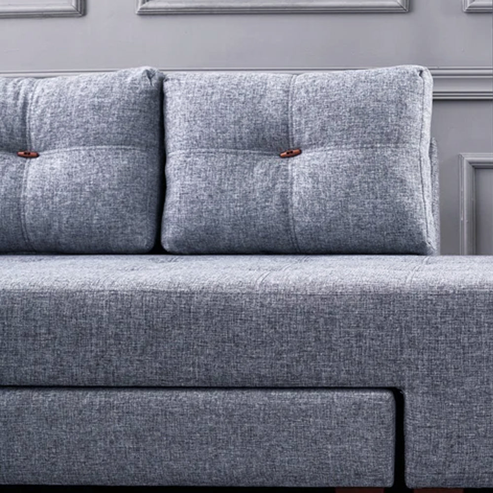 Schlafsofa hellblauer Stoff – XL 280 × 206 cm – mit Rollen – Links – Manama