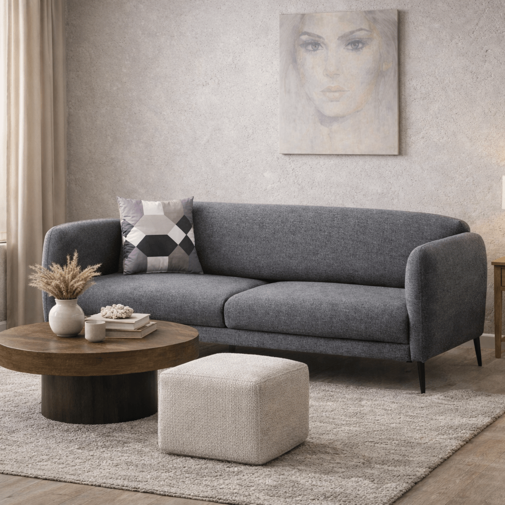 Schlafsofa grauer Leinenstoff 3-Sitzer – Venus