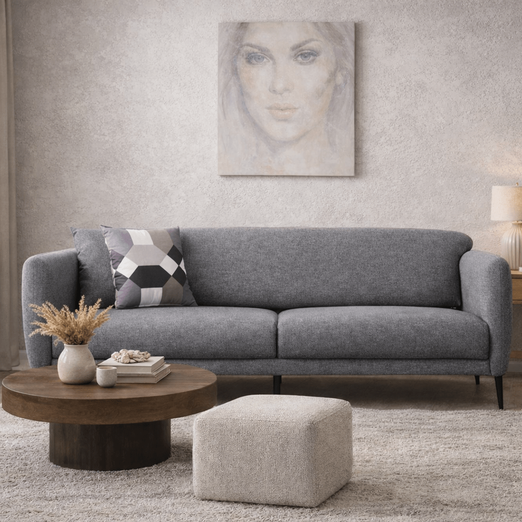 Schlafsofa grauer Leinenstoff 3-Sitzer – Venus