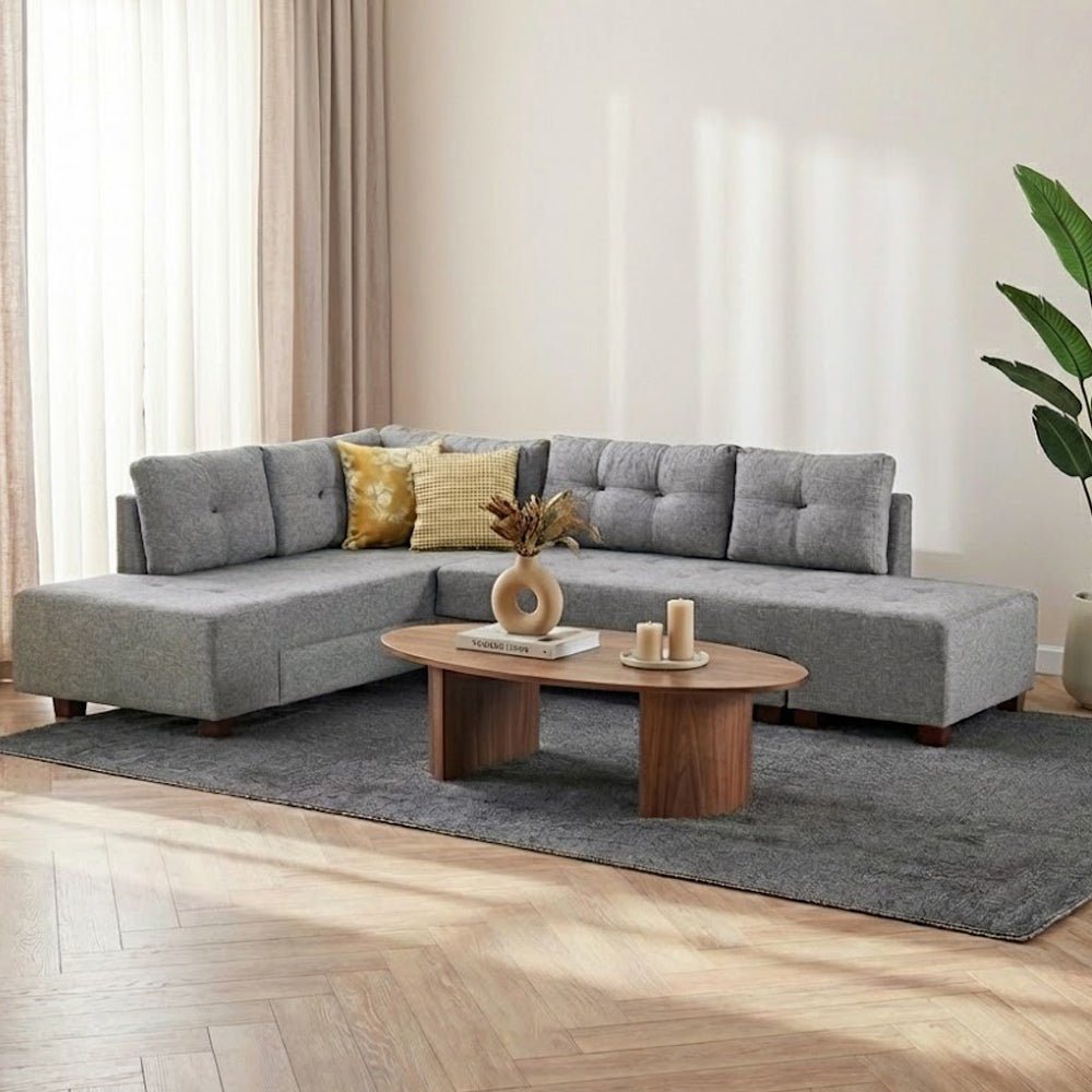 Schlafsofa grauer Stoff – XL 280 × 206 cm – mit Rollen – Links – Manama
