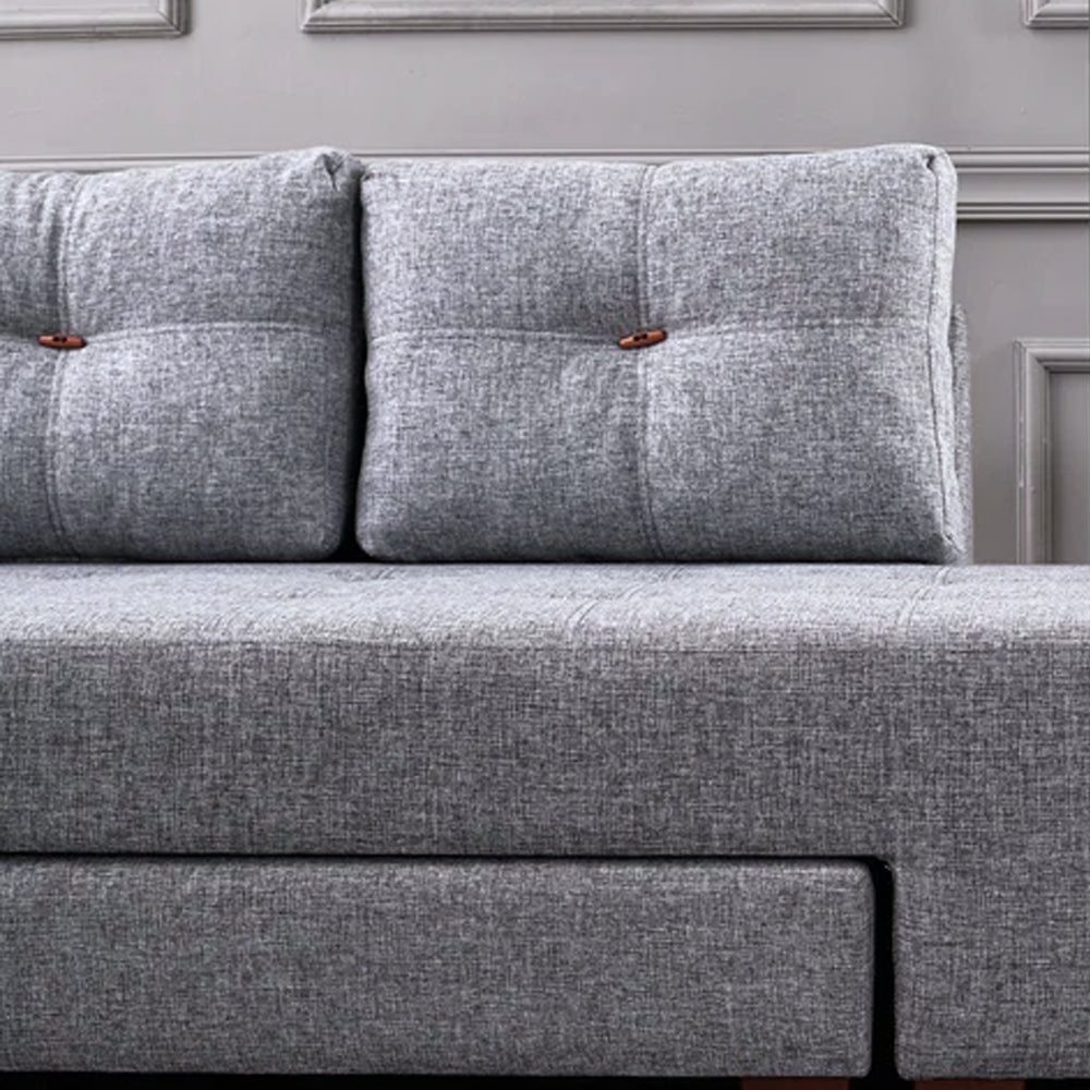 Schlafsofa grauer Stoff – XL 280 × 206 cm – mit Rollen – Rechts – Manama