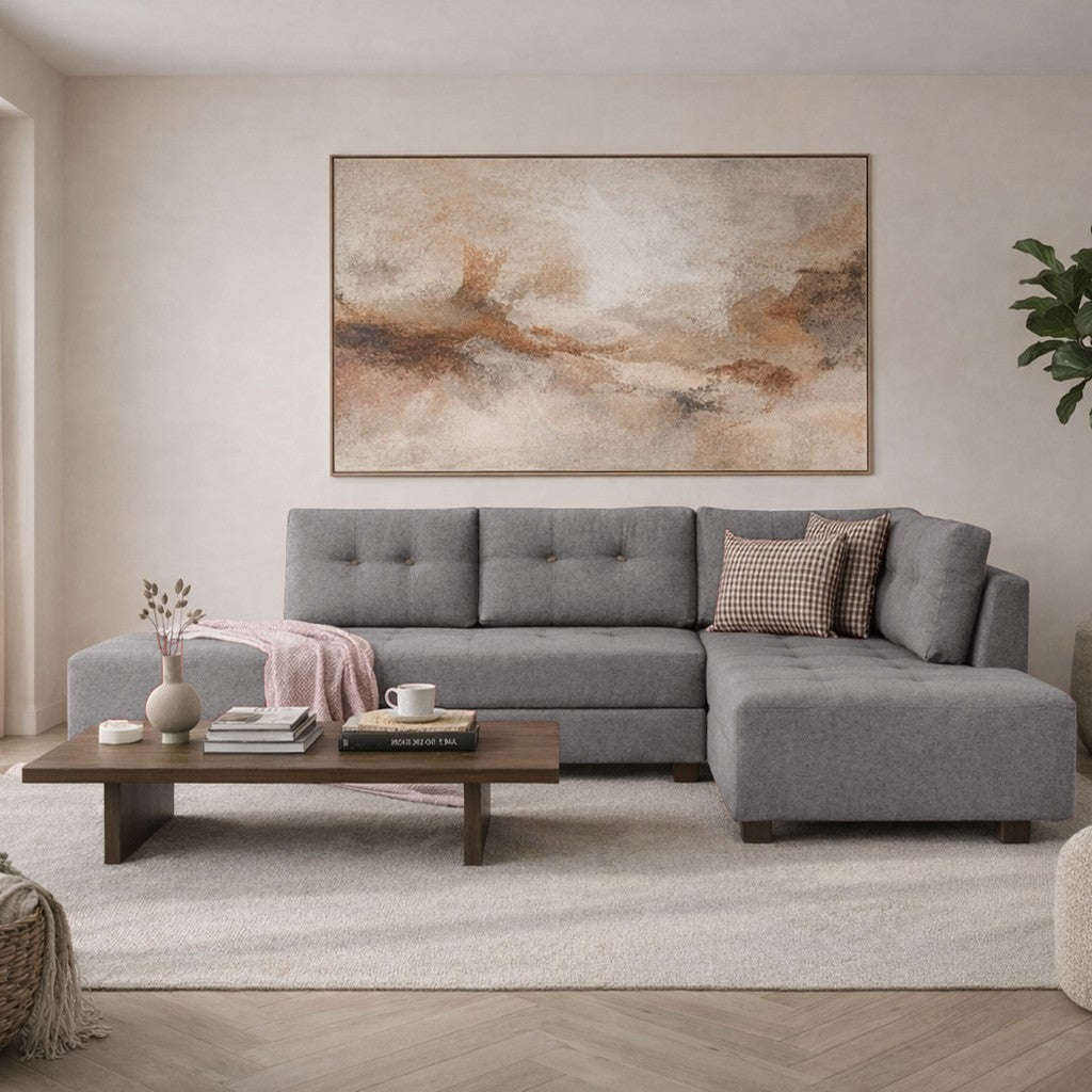 Schlafsofa grauer Stoff – XL 280 × 206 cm – mit Rollen – Rechts – Manama