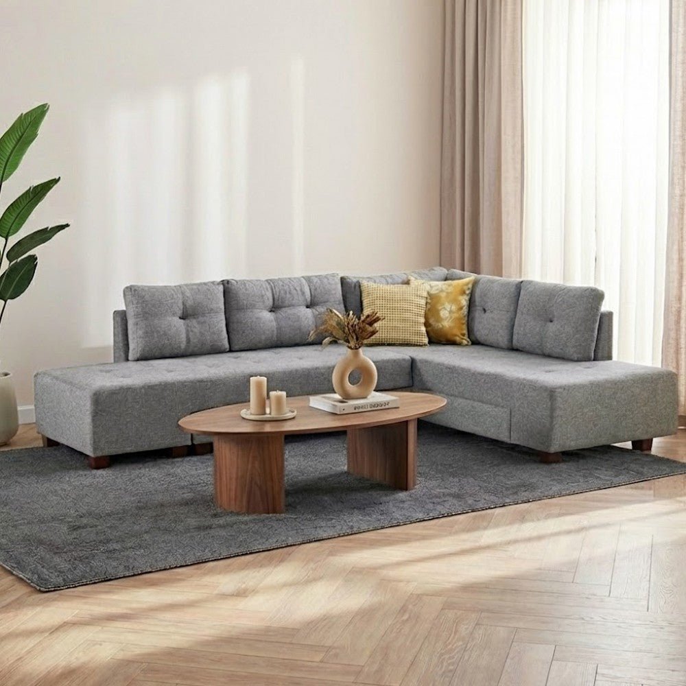 Schlafsofa grauer Stoff – XL 280 × 206 cm – mit Rollen – Rechts – Manama