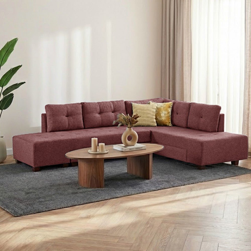 Schlafsofa roter Stoff – XL 280 × 206 cm – mit Rollen – Rechts – Manama