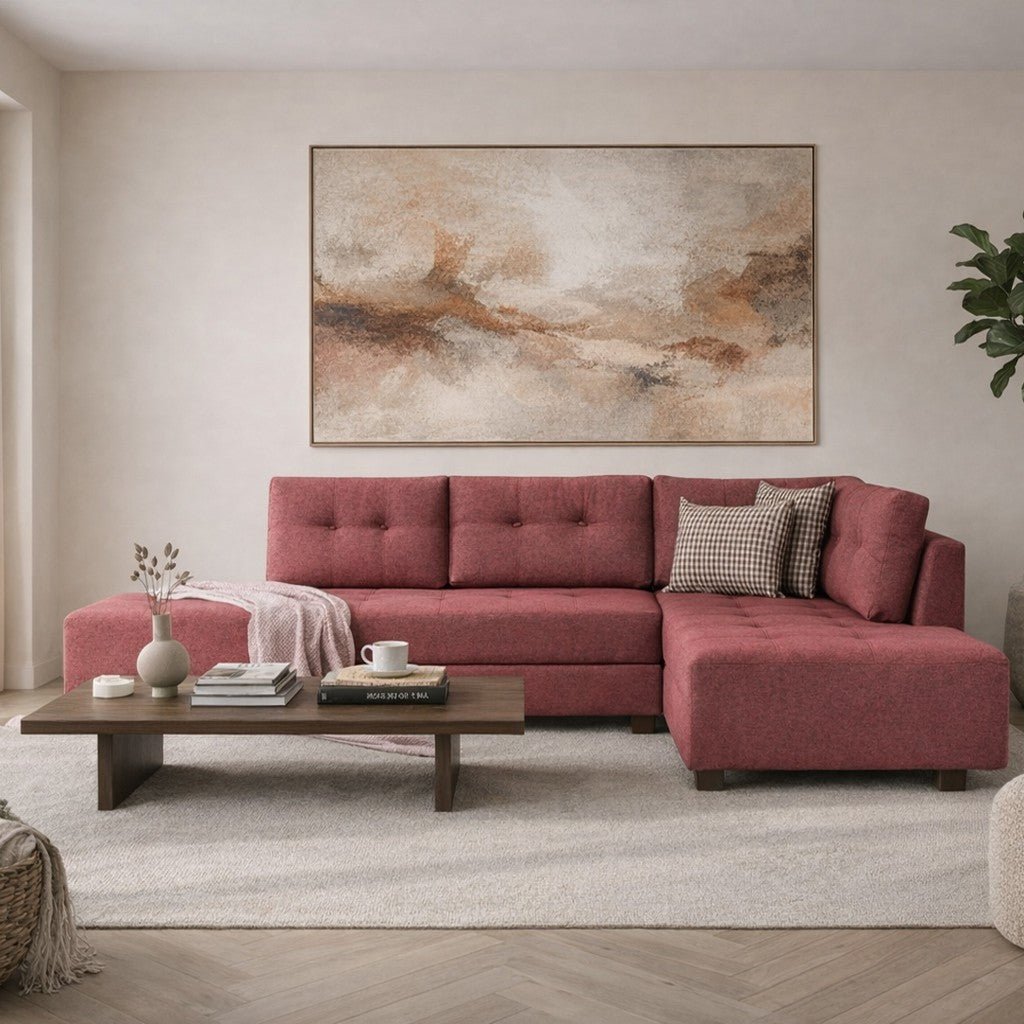 Schlafsofa roter Stoff – XL 280 × 206 cm – mit Rollen – Rechts – Manama