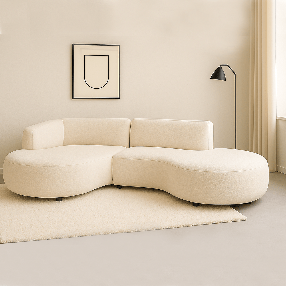 Ecksofa vollständig organisch Crème Locken Sophie - links
