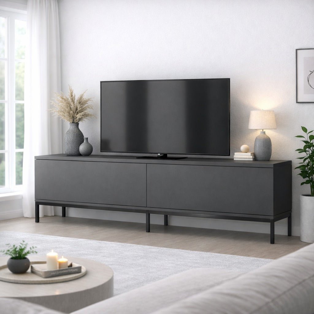 TV -Möbel Lord Anthrazit schwarzes Melamin 180x47x30 cm