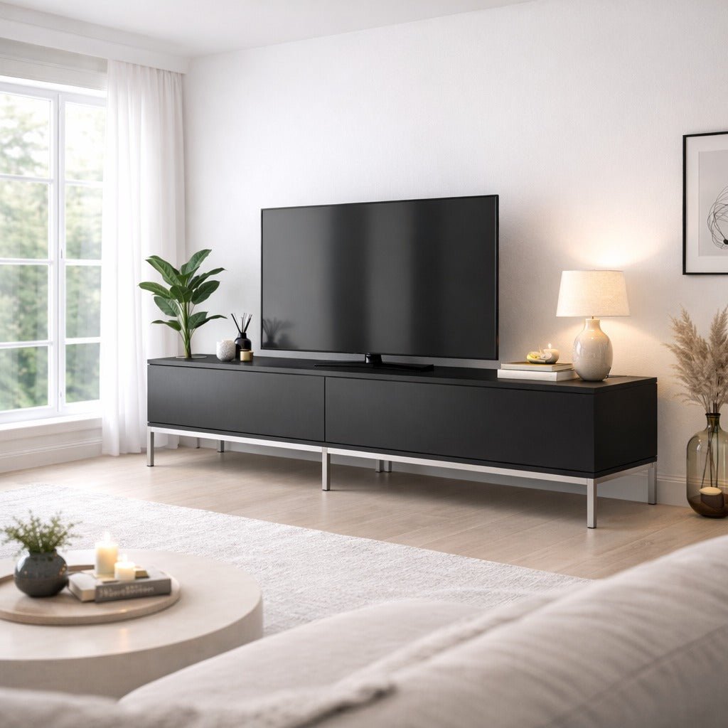 TV -Möbel Lord Black Silver Melamin 180x47x30 cm