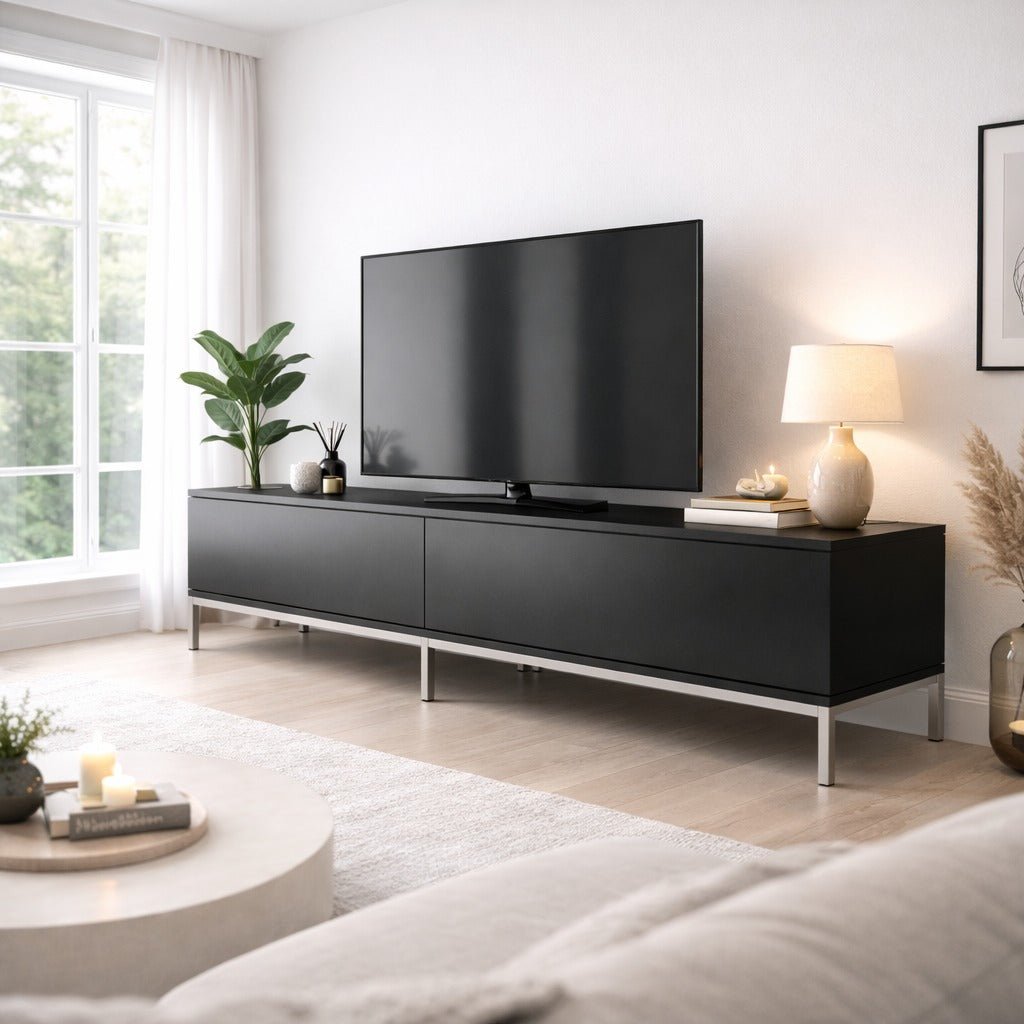 TV -Möbel Lord Black Silver Melamin 180x47x30 cm