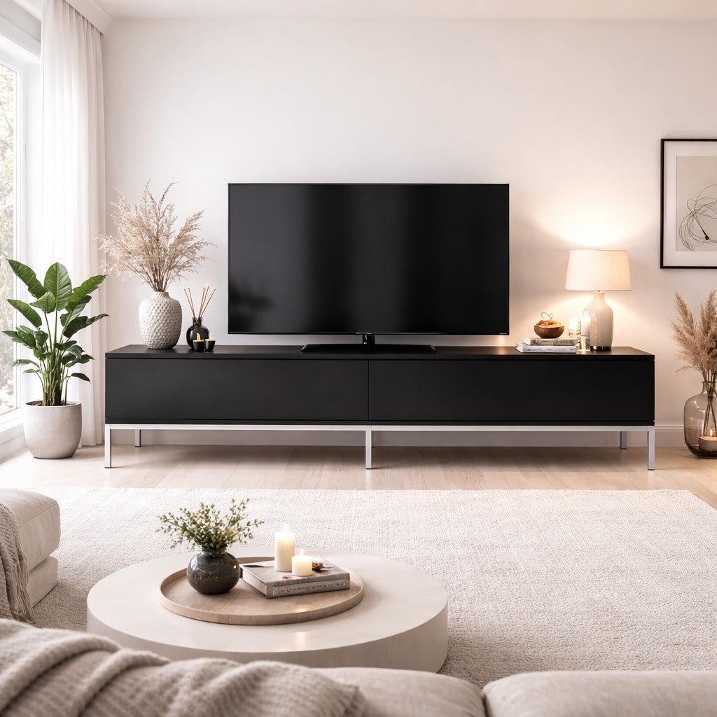 TV -Möbel Lord Black Silver Melamin 180x47x30 cm