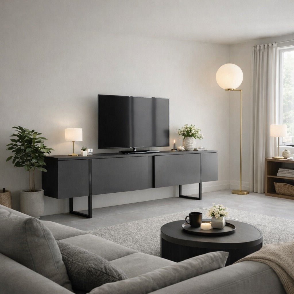 TV -Möbel Luxus anthrazit schwarzes Melamin 180x50x30 cm