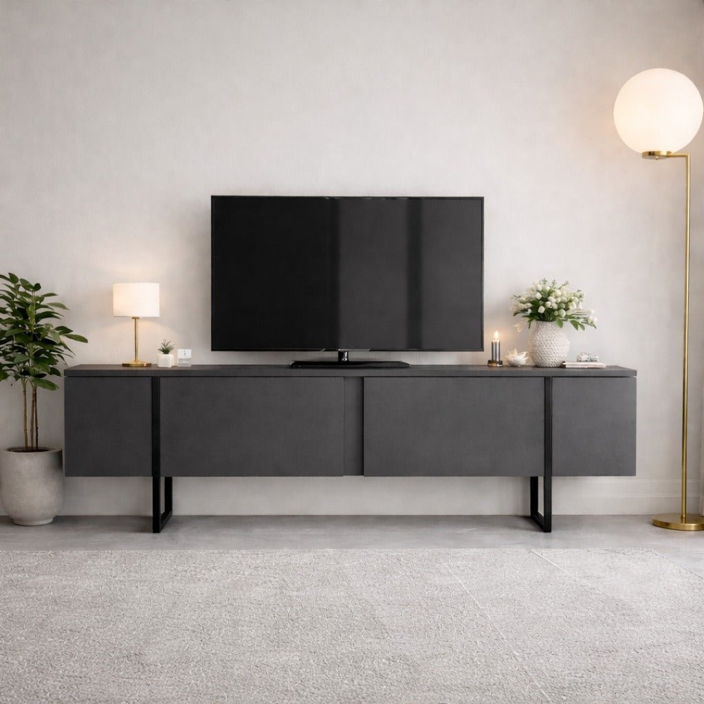 TV -Möbel Luxus anthrazit schwarzes Melamin 180x50x30 cm