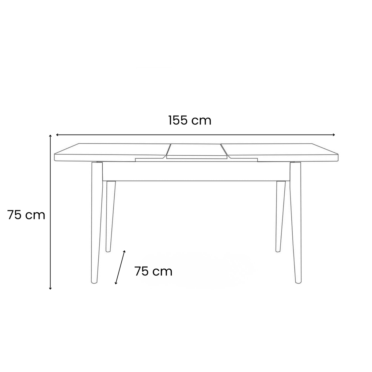 Uitschuifbare eettafel Dennen Melamine - 120 tot 155 cm - inclusief bankjes - Santo