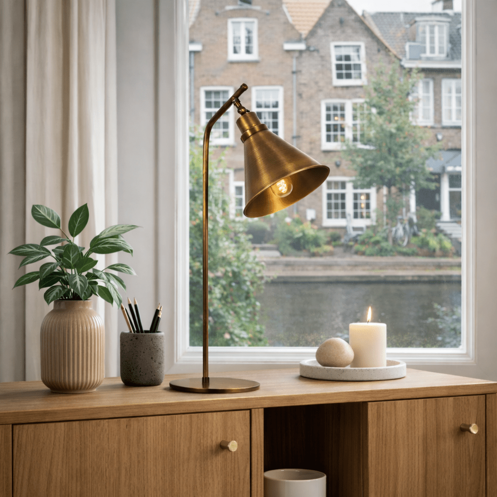 Tischlampe bronzefarbenes Metall Crimson