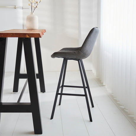 Industrieller Barhocker Juno Anthrazit Kunstleder - Sitzhöhe 70 cm - Ohne Armlehnen