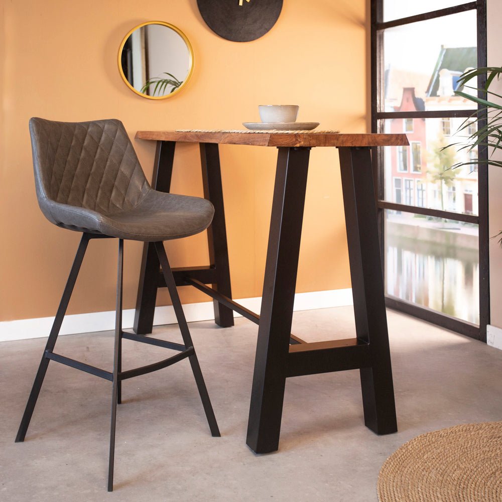 Industrieller Barhocker Juno Anthrazit Kunstleder - Sitzhöhe 70 cm - Ohne Armlehnen