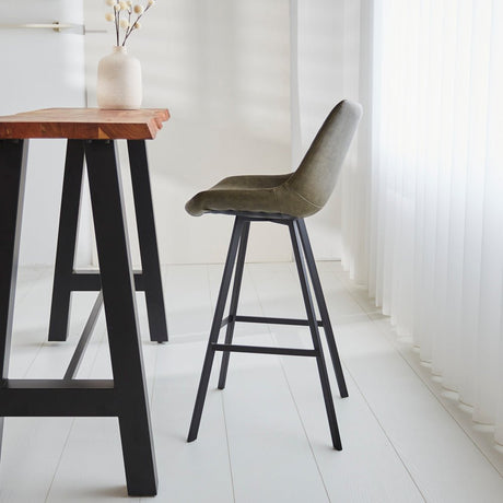 Industrieller Barhocker Juno Grün Kunstleder - Sitzhöhe 70 cm - Ohne Armlehnen