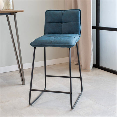 Industrieller Barhocker Blau Jelle Mikrofaserstoff - Sitzhöhe 65 cm - Ohne Armlehnen