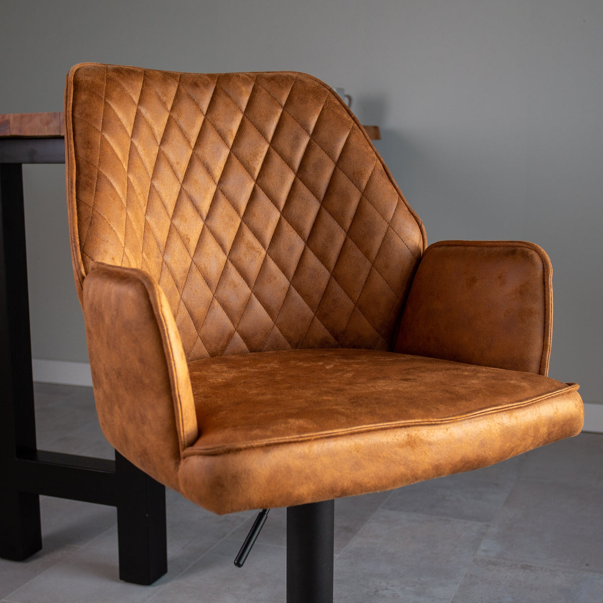 Drehbarer Barhocker Cognac Mikrofaserstoff Novan - Verstellbar - Mit Armlehnen