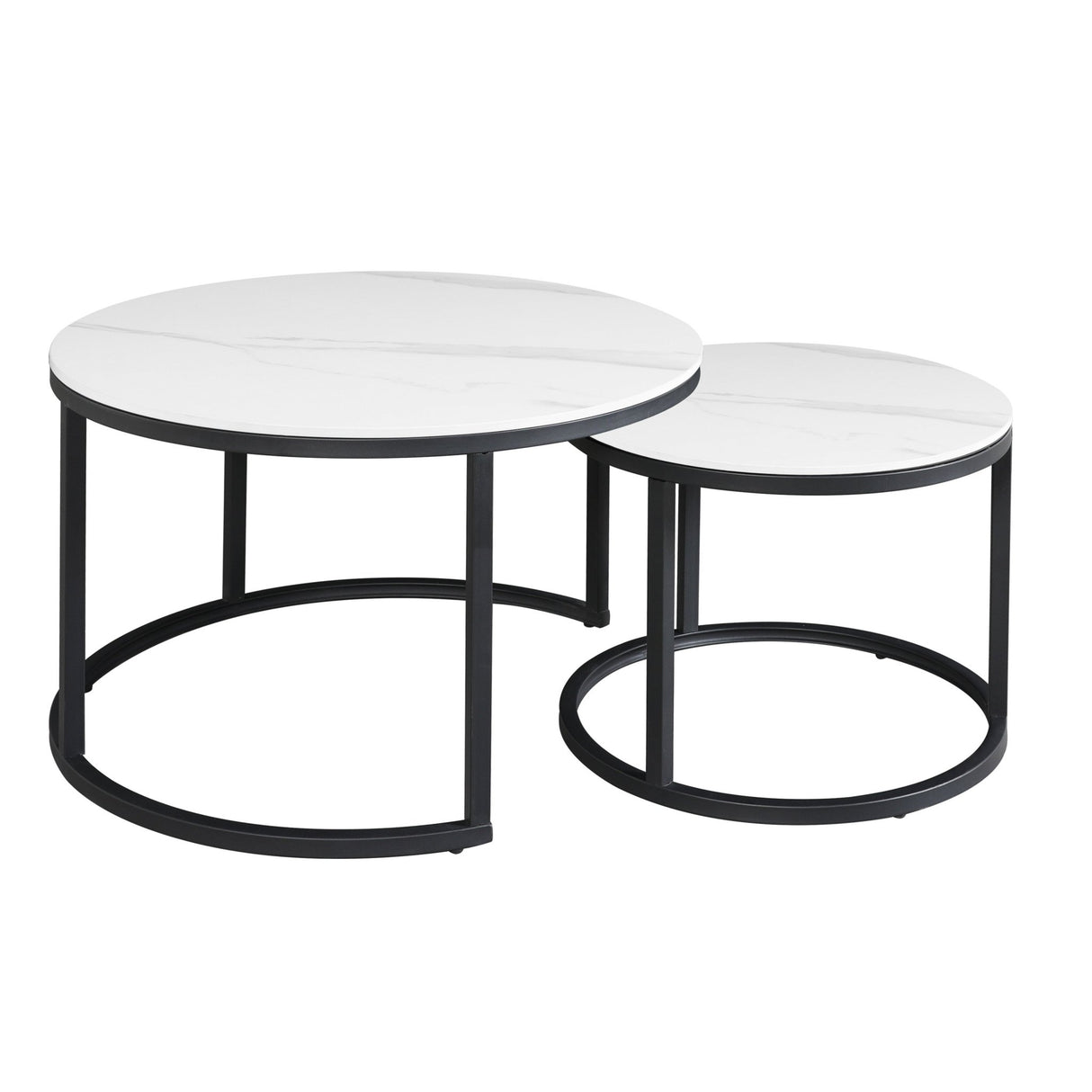 Couchtisch Set von 2 Trevor Marmor White Runde