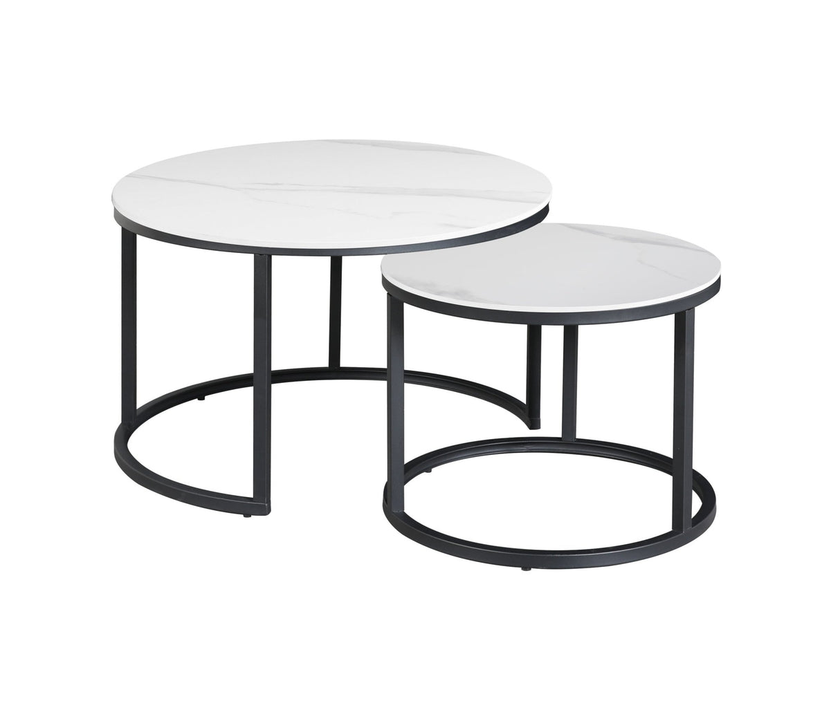 Couchtisch Set von 2 Trevor Marmor White Runde