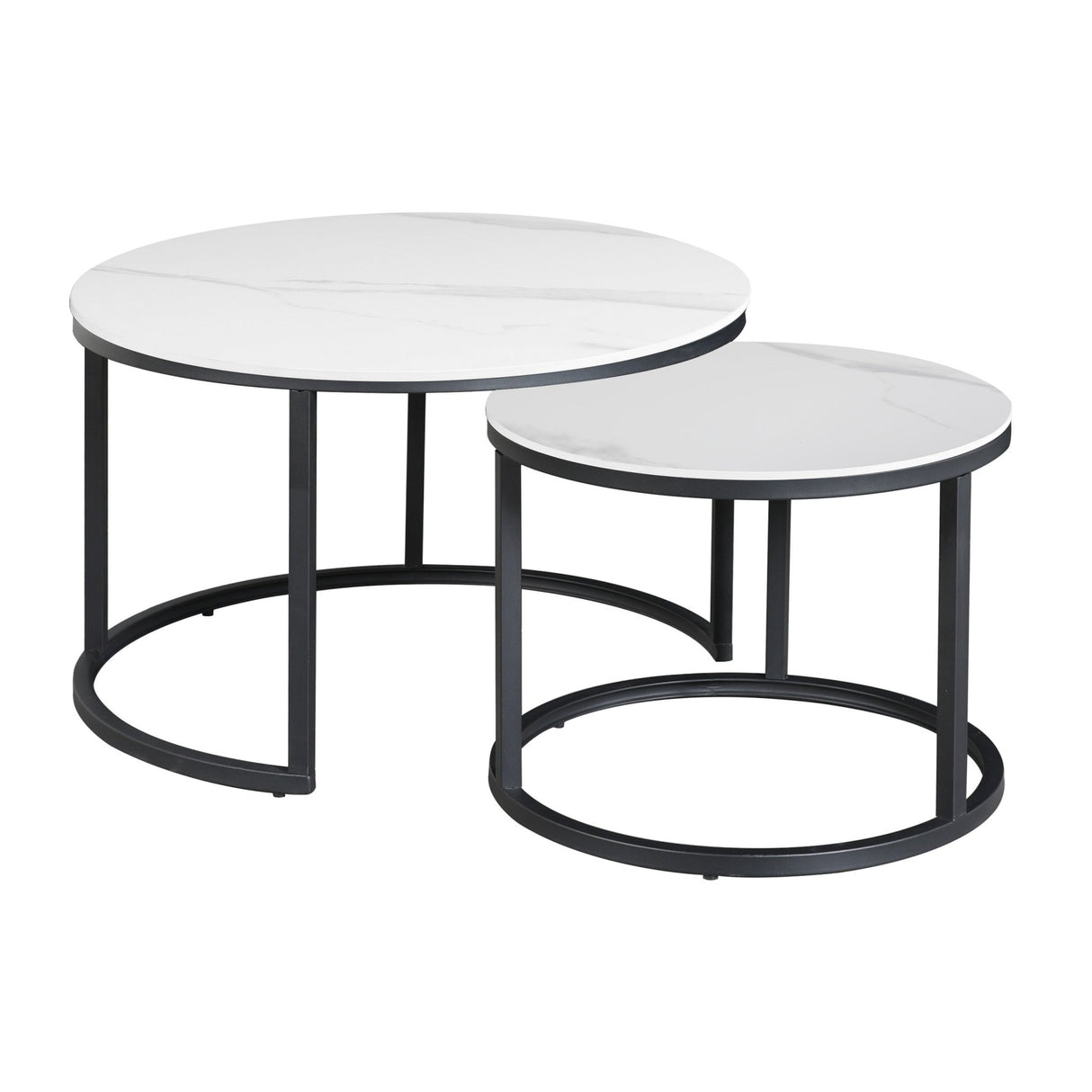 Couchtisch Set von 2 Trevor Marmor White Runde