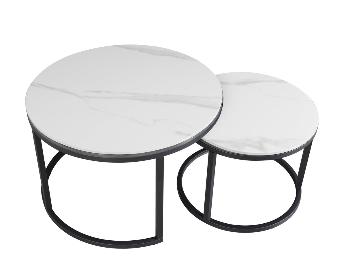 Couchtisch Set von 2 Trevor Marmor White Runde
