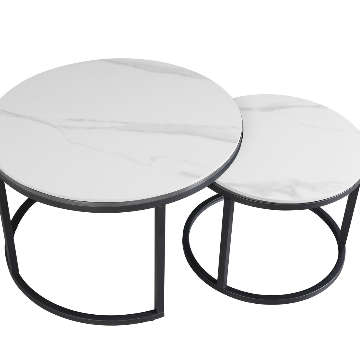 Couchtisch Set von 2 Trevor Marmor White Runde