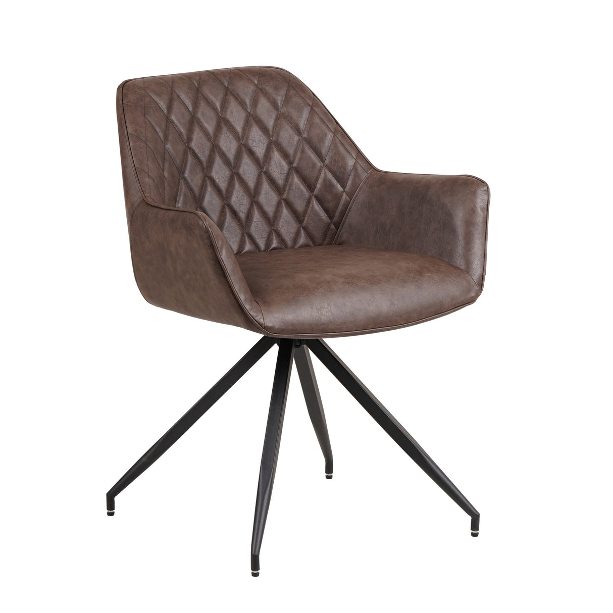 Industrieller Esszimmerstuhl Taupe Gian - Kunstleder - Rautenmuster - Mit Armlehnen