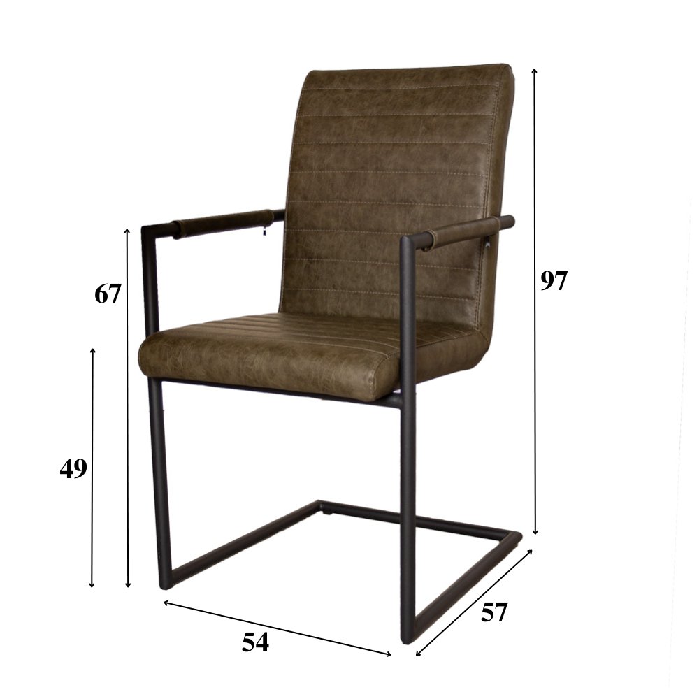 Industrieller Esszimmerstuhl Green Bras - Mit Armlehne