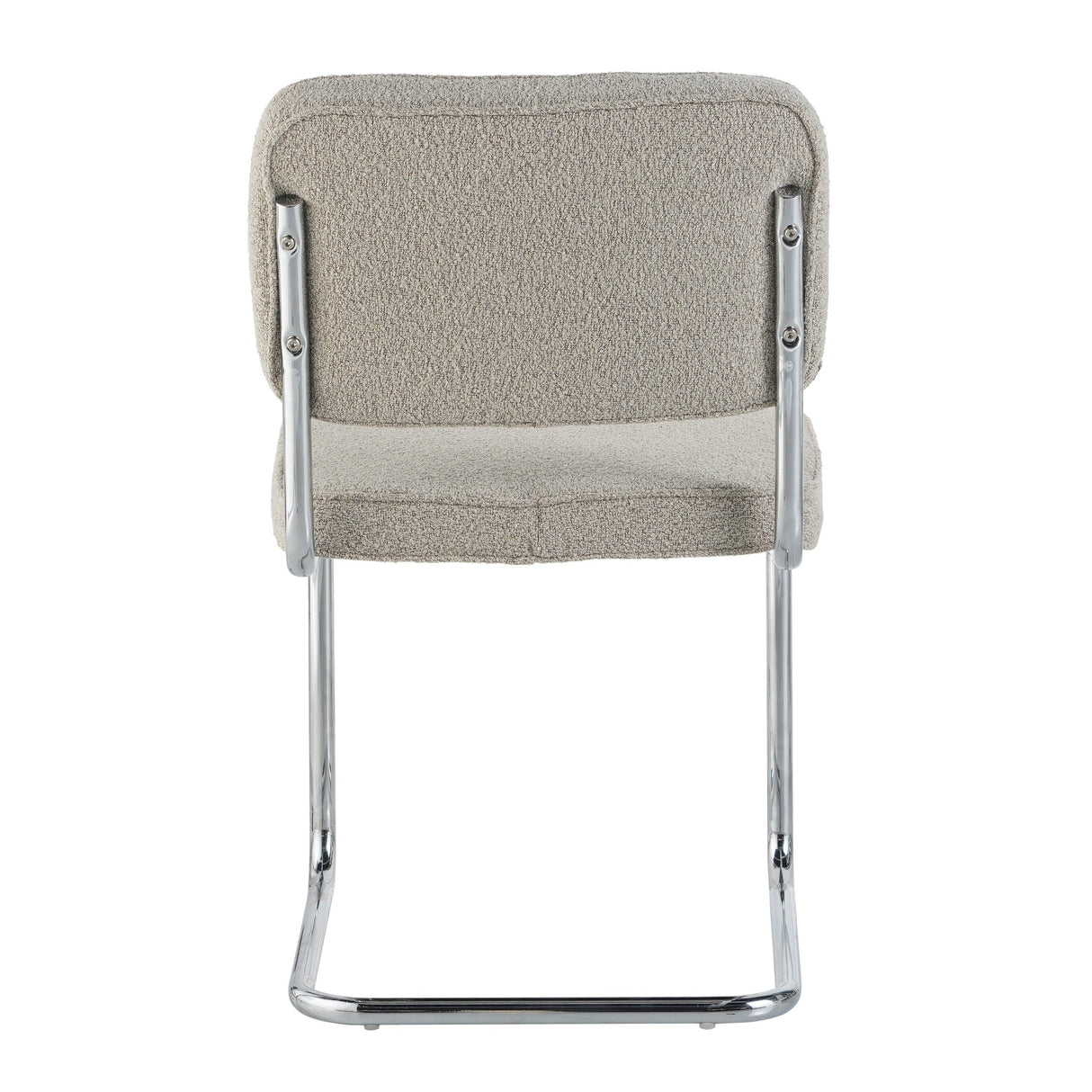 Eetkamerstoelen - Moderne Eetkamerstoel Zandkleur Bouclé Stof Sway - Chrome Frame - Zonder Armleuningen - Dimehouse