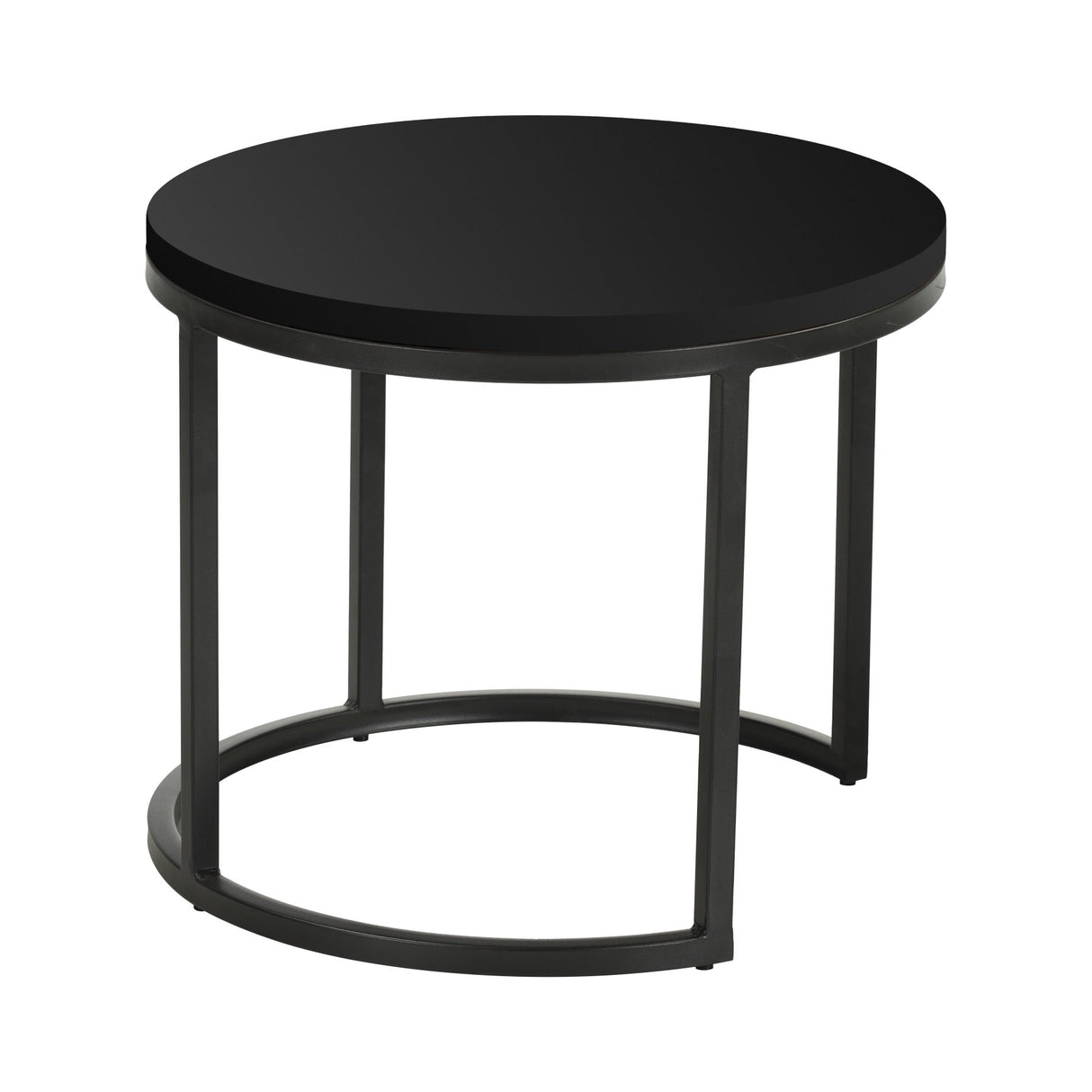 Couchtische-Set aus 2 runden Couchtischen schwarz Mangoholz - industriell - Rosy-Dimehouse