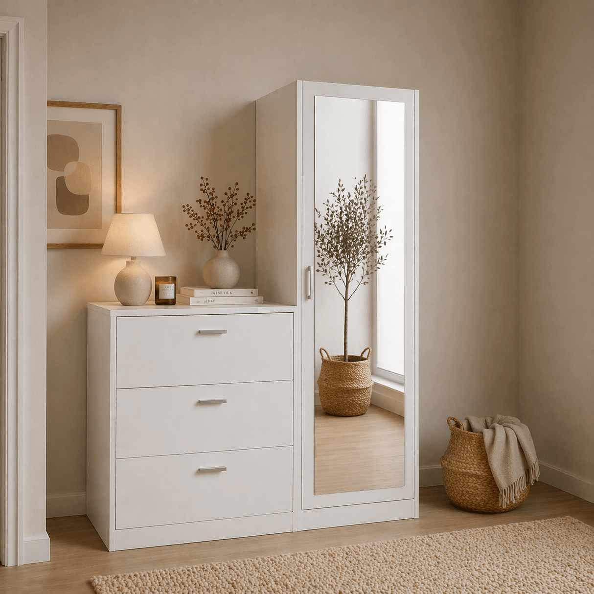 Wandkasten - Wandkast Wit Melamine - hang en leg - 140x100x47 cm - Jade - Dimehouse