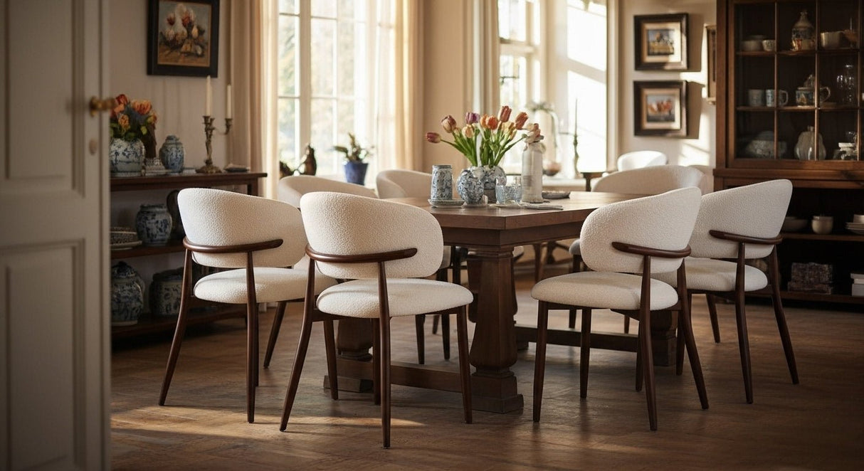 Japandi Eetkamerstoel Yuka Beige - Eikenlook Frame