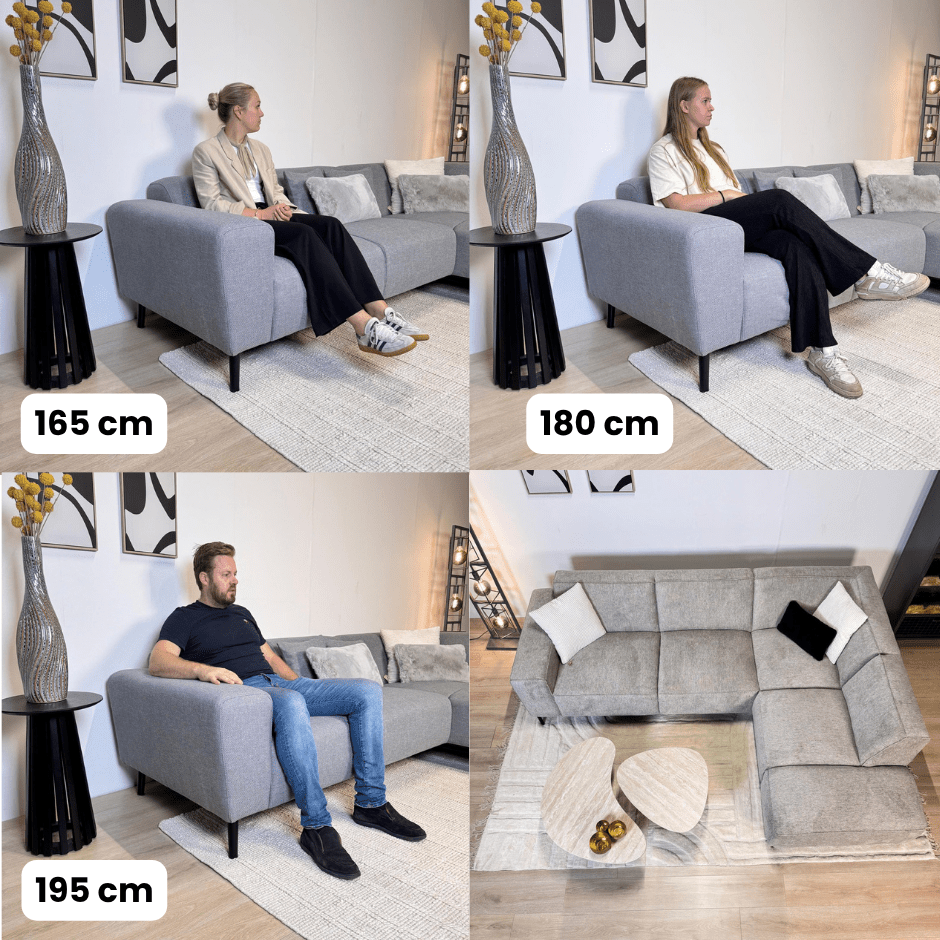 Ecksofa mit kompakter Lounge in Beige aus recyceltem Stoff Moby - links