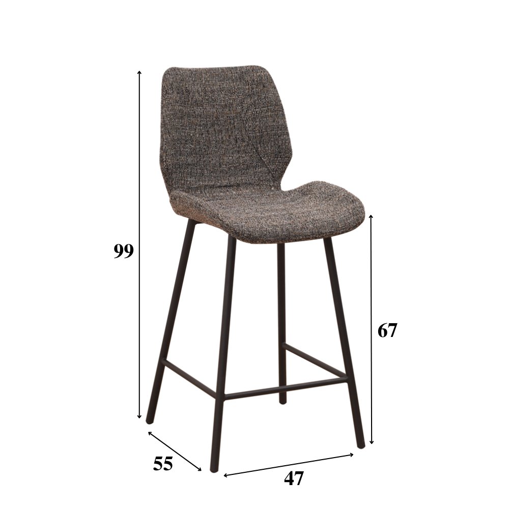 Barhocker Beau Chenille Dimehouse Dunkelgrau LxBxH 82x54x52 Stoff Weiß Fotogrößenangabe